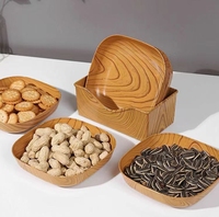 Nouvel Ensemble d'Assiettes en Plastique Simple Effet Bois en Promotion pour Collation Fruits et Noix – Usage Domestique et Commercial
