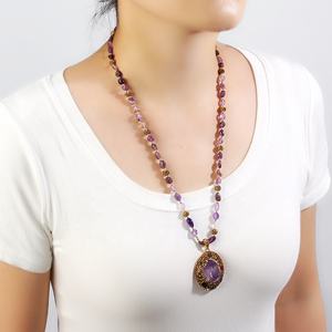 Moda mujer Bohemia joyería Chip turmalina <span class=keywords><strong>Rhinestone</strong></span> bola hematita <span class=keywords><strong>collar</strong></span> grande Irregular barroco perla colgante <span class=keywords><strong>collar</strong></span> - Product Image 2