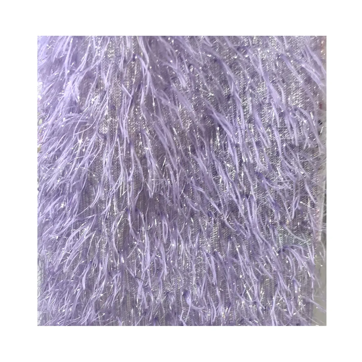 Bespoken Fur fabric with silver metallic yarn sequins