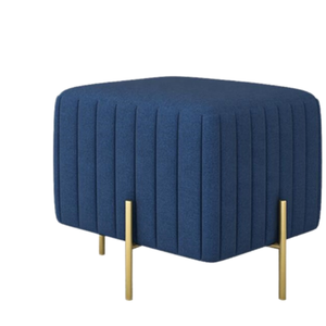 Otomana de Metal Cuadrada Tapizada en Terciopelo Azul de Estilo Moderno para Dormitorio o Sala de Estar de Hotel Contemporáneo SWT - Product Image 1