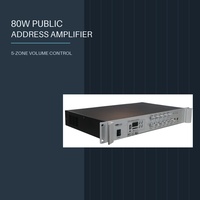 Amplificateur de puissance PA multi-zones 80W avec cinq commandes de volume indépendantes, USB, SD, MP3, sortie 70V, 110V, 4-16 ohms