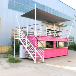 Kontainer pengiriman prefabrikasi restoran kafe Double Decker toko kontainer prefabrikasi