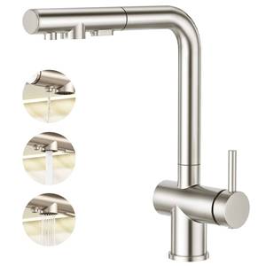 ก๊อกน้ำสแตนเลส 304 แบบคลาสสิก 3 ทาง พร้อมหัวกรองแบบดึงออกได้ สำหรับกรองน้ำดื่มในครัว - Product Image 1