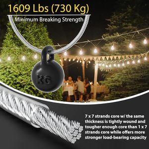 สายเคเบิลเหล็ก Hannger 3/16 นิ้ว ยาว 100 ฟุต เคลือบ PVC แบบ 7x7 Strand สำหรับราวบันได ระเบียง และชานบ้าน - Product Image 5