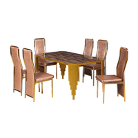 Ensemble de tables à manger en verre trempé de haute qualité à prix abordable, design moderne style ferme, 6 places, meubles de salle à manger pour la maison