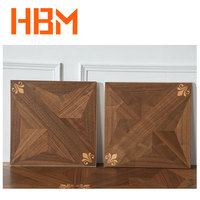 Parquet HBM en chêne véritable 100 % écologique, moderne, pour chambre à coucher, raclé à la main, avec incrustation en laiton, motif, épaisseur 15 mm