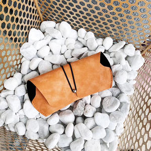 Étui à lunettes en cuir rétro simple, rectangulaire, portable, pour femmes, gris, orange, rose, bleu marine, 6-8,9 pouces - Product Image 5