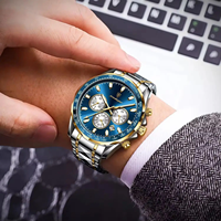 Reloj POEDAGAR 815 de Moda con Espejo Hardlex Luminoso, Fecha Automática, Correa de Acero Inoxidable Dorado, Calendario Duradero