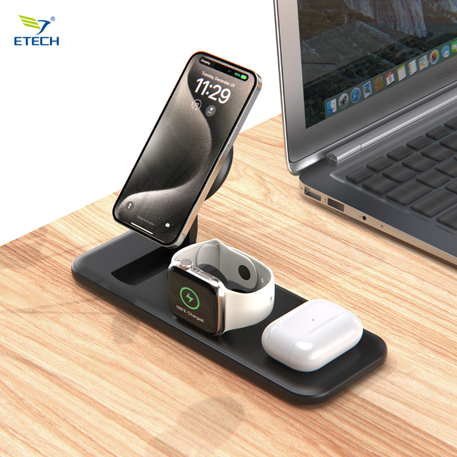 3-in-1 Fast Wireless Charging Station/Magnetic Wireless Charging Adapter for Smart Phones/other Devices--Indoor/outdoor Use