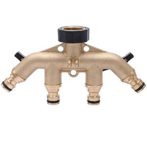 4 Way Solid Brass Tap Garden Hose Splitter Outdoor Utility Hose <b>Connector</b> With Individual On/Off Valves and <b>Quick</b> Connectors - Product Image 6