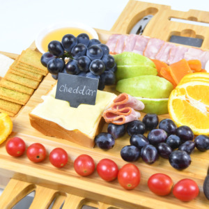 Ensemble planche à fromage et couteau en bambou Planches à charcuterie en bambou Grand plateau de service extra viande Charcutter - Product Image 6