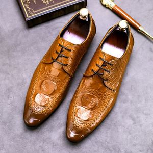 Top Luxury Designer Men Wedding Shoes Genuine Leather Formal Business Pointed <b>Toe</b> for Man Men's Oxford Flats - Product Image 6