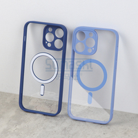Étui de téléphone personnalisé transparent en TPU+PC magnétique anti-rayures et antichoc, coque arrière rigide transparente pour iPhone 15 Pro Max