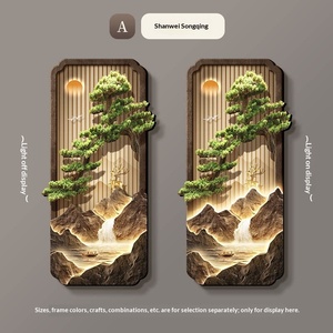 Agua que Fluye Atrae Riqueza, <span class=keywords><strong>Pintura</strong></span> Decorativa Moderna de Estilo Chino para Recibidor, Arte Mural Moderno con Paisaje de Pinos, <span class=keywords><strong>Pintura</strong></span> Artística Moderna para Pasillo - Product Image 5