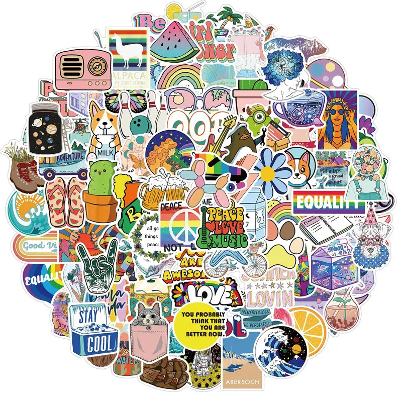 100PCS Cartoon small fresh Stickers for Kids Realistic Food Fruit Decor for Water Bottle,Laptop,Phone,Skateboard Stickers