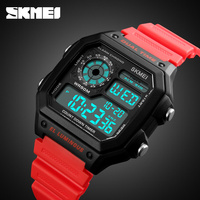 SKMEI 1299 Sport uhr Herren Top Marke Mode Berühmte LED Digitaluhren für Frauen Männer Kunststoff Geschenk uhr PU Wasserdichte Uhr