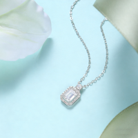 Collar de Diamantes Cultivados en Laboratorio de Lujo para Mujer SGARIT, Oro de 18K, VS D 1ct, Certificado IGI, Colgante de Esmeralda con Halo para Clavícula
