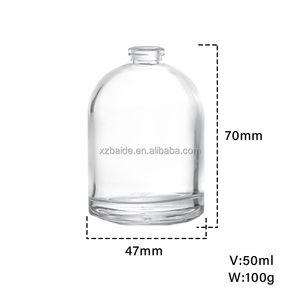 Crimp Premium Simple Round Perfume <b>Bottle</b> 50ml 100ml Eco-friendly Recyclable <b>Empty</b> Perfume Glass <b>Bottle</b> with Colored Ball Caps - Product Image 4