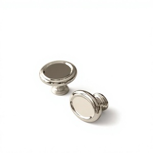 Boutons de meuble ronds en nickel poli, poignées de tiroir en alliage de zinc avec bord perlé, ensemble de 2 boutons décoratifs en laiton pour cuisine - Product Image 1