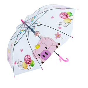 Parapluies pour enfants en gros, imperméables, semi-automatiques, transparents, à motifs de dessins animés, petits parapluies et parapluies droits - Product Image 6