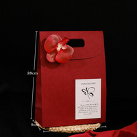 Sac en papier de luxe personnalisé HKSHF, élégant, avec motif fleur d'orchidée, pour cartes de vœux, boîte à bijoux, sac cadeau, sac à main pour fête prénuptiale, cadeau de mariage