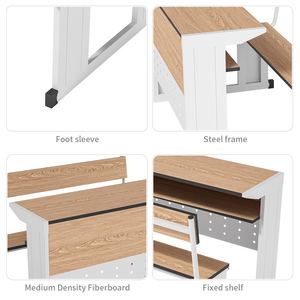 Meubles d'école en <span class=keywords><strong>bois</strong></span> en gros pour OEM, table d'étude à 2 places, ensemble bureau et chaise pour étudiants du collège et du lycée - Product Image 3