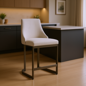 Sgabello Imbottito con Base in Metallo 26 H, Elegante Arredamento per Sala da Pranzo, Mobili Moderni per la Casa - Product Image 2