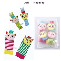 Hochet de poignet en peluche singe et éléphant et chaussettes de pied lion et panda, jouet amusant pour bébé H041K pour 0-24 mois