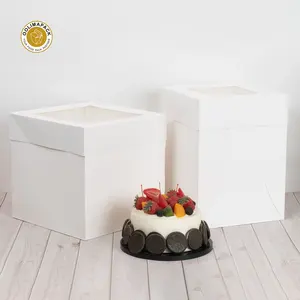 OOLIMA Custom Elegant Printed Baking Gift Carton Tall Cake Boxes For Wedding