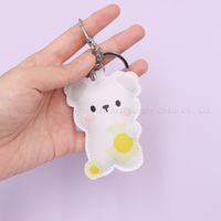 Porte-clés en cuir PU avec motif d'ours, rembourrage en coton, pendentif de sac mignon personnalisé pour décoration, cadeaux pour filles
