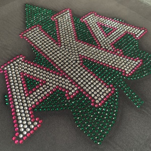 Großhandel Rosa und Grüne AKA 1908 Blatt-Strass-Transferfolie, Individuelles Strass-Bügelmotiv - Product Image 3