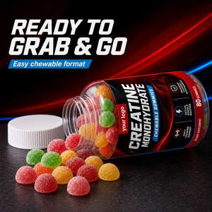 Gummies de créatine monohydrate à haute puissance 5000 mg, sans sucre, véganes, certifiées GMP, marque privée OEM, pour la force musculaire et l'énergie - Product Image 3
