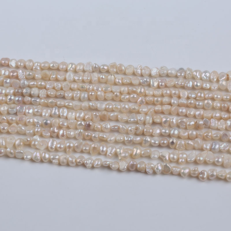 4-5mm A/AA/AAA/AAAA Quality White Color Freshwater Baroque Pearls Beads Side Drilled Strand Diy Jewelry Making