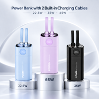 Batterie externe 20000mAh avec câbles doubles intégrés, charge rapide 22.5W, batterie portable pour les voyages et l'usage quotidien
