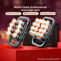 Pistola de Masaje Fascial Personalizada de 16 Cabezales ODM/OEM, Masajeador Corporal Multicabezal para Cintura y Piernas, Recargable, 9 Velocidades, 22800 rpm, Control de Tiempo