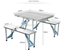 Ensemble de table et chaises pliantes imperméables Kai Song, cadre en aluminium/acier, modèle 500*500, pour le camping, le pique-nique, le barbecue, le jardin, la plage