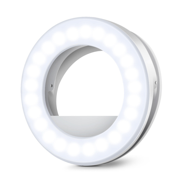 Selfie Ring Light for Phone Rechargeable Cell Phone Ring Light Clip on for Smart Phone Laptop Camera 3 Adjustable Light Modes