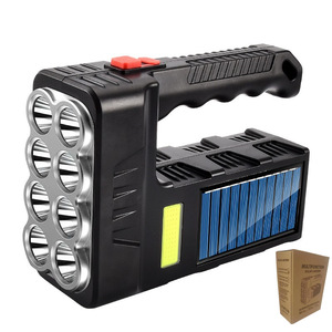 Công suất cao IP65 không thấm nước dẫn tìm kiếm ánh đèn pin 8 + COB sạc năng lượng mặt trời USB ABS cầm tay ngoài trời sử dụng khẩn cấp - Product Image 5