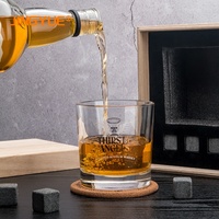 Muestra Gratuita, Juego de Regalo de Piedras para Whisky Personalizadas con Logotipo Grabado, con Vaso de Cristal para Degustación de Whisky para Hombre