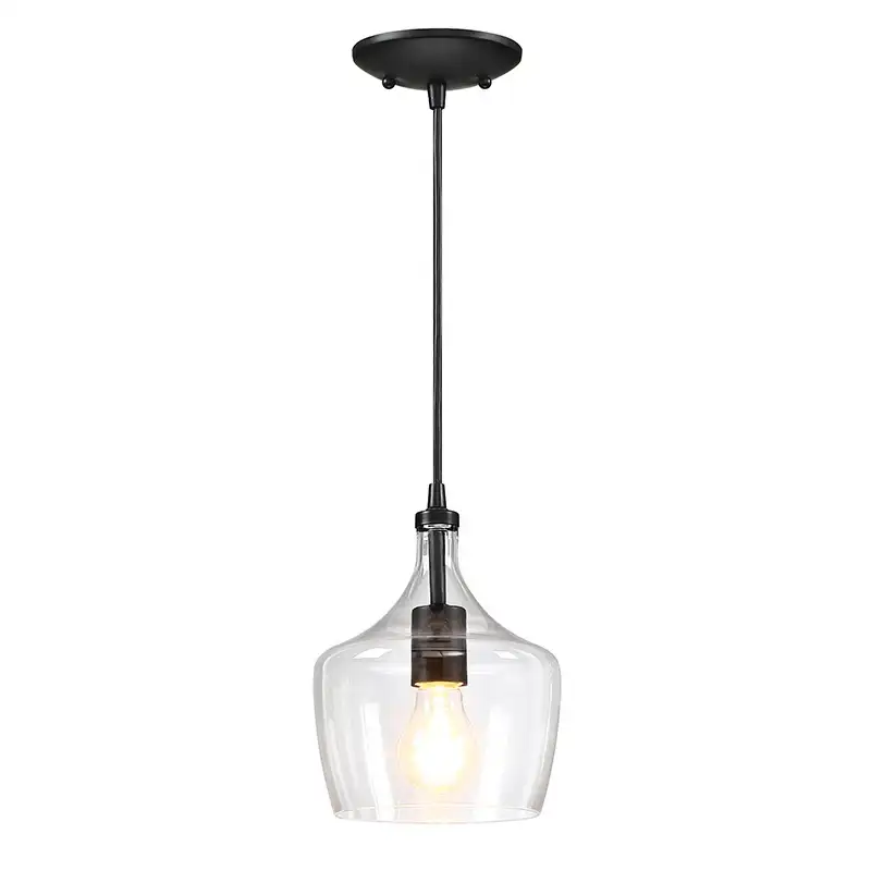 Оптовая продажа, круглая черная современная люстра с прозрачным стеклом, мини-подвесной светильник, потолочный светильник