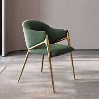 Chaises de salle à manger en tissu bouclé de style nordique moderne, fauteuil d'appoint de luxe en acier inoxydable avec dossier incurvé