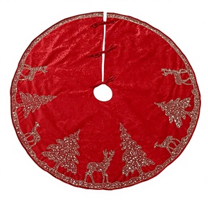Handmade Christmas Tree Skirt <b>Red</b> Velvet <b>Sequin</b> Embroidery Xmas Tree Mat Holiday Party Decoration Custom Luxury Festive Tree Bas - Product Image 4
