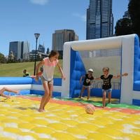 Structure gonflable aquatique robuste en PVC avec toboggan et terrain de football flottant - Fort aquatique de qualité commerciale