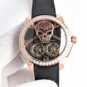 Montre mécanique pour homme de haute qualité, design ajouré, double tourbillon, cadran à aiguilles, verre saphir, résistance à l'eau 20m, métal - Product Image 1