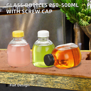 250ml/350ml/500ml Glass <b>Bottle</b> for Whiskey Liquor Tequila Cold Brew Coffee Energy Drinks & Juice with Screw Cap Lid - Product Image 2