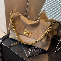 Nouveau sac à bandoulière pour femme en PU, style coréen, grande capacité, design rétro, automne/hiver, avec chaîne, pour un look urbain et épuré