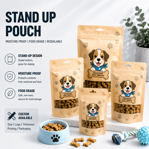 Custom Printed Stand Up <b>Pouch</b> Bag Moisture Proof Food Grade Resealable Zipper Top for <b>Dog</b> Treats Packaging - Product Image 1