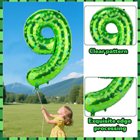 Ensemble de ballons en aluminium sur le thème de l'anniversaire Minecraft-Ballons à chiffres verts de 40"