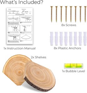 Set di 2 Mensole Angolari Galleggianti <span class=keywords><strong>da</strong></span> Parete in Legno Huashen con Decorazioni in Corteccia, per Esposizione e Stoccaggio - Product Image 3