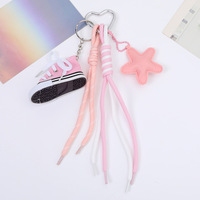 Trendy Niche Pendant Cartoon Mountaineering Rope Canvas Shoes Woven Rope Knot Heart Shape Color Changing Plastic Keychain Bag